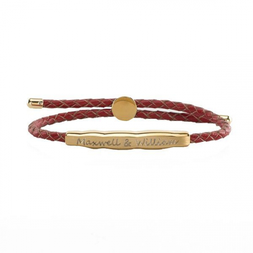 Rustic Cuff Brinley Braid Red with Gold Bar