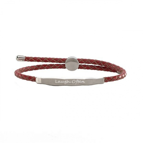 Rustic Cuff Brinley Braid Red with Silver Bar