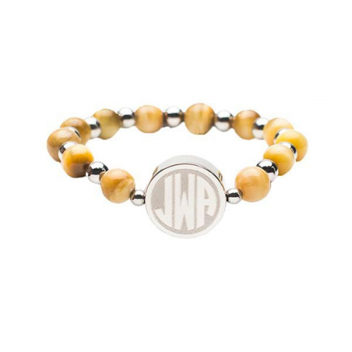 Rustic Cuff Brandi Monogram Yellow and Silver