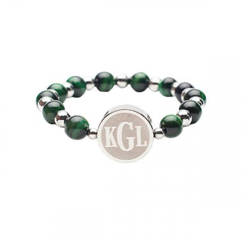 Rustic Cuff Brandi Monogram Dark Green and Silver