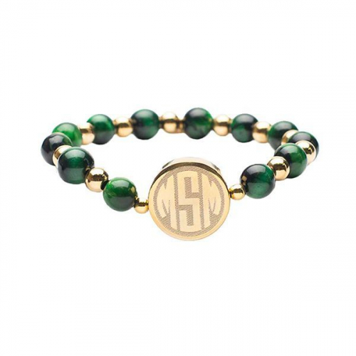 Rustic Cuff Brandi Monogram Dark Green and Gold