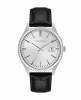 Caravelle Men's Leather Strap Dress Watch with Date Marker and Silver Dial