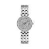 Caravelle Ladies Silver Rock Crystal Dial Watch with Stainless Steel Bracelet and Crystal Bezel