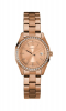 Caravelle Ladies Rose Gold Tone Stainless Steel Bracelet Watch with Crystal Bezel and Date Marker