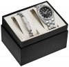 Bulova Men's Silver Tone Crystal Watch and ID Bracelet Boxed Set