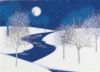 Classic-Cold Night Trees with Snow and River Holiday Greeting Card