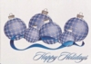 Classic-Raised Blue/ Silver Ornament Holiday Greeting Card