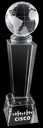 3D Clear Globe Crystal Trophy