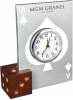 Glass Casino Alarm Clock w/Wooden Dice Base
