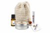 Loofah Bag with Essential Oil, Candle Tin, and Lip Balm