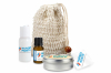 Loofah Bag with Lotion, Candle Tin, and Essential Oil