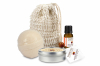 Loofah Bag with Bath Bomb, Candle Tin, and Essential Oil