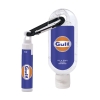 1.9 oz. Sanitizer w/ Carabiner and Clear Flip Top attached to SPF 15 Lip Balm