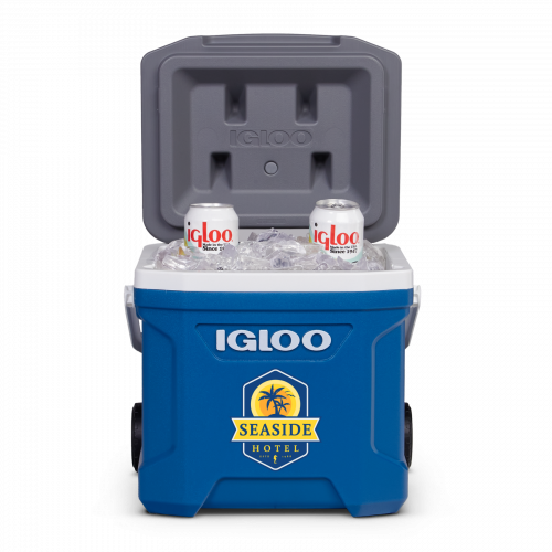 IGLOO LATITUDE 16 QUART ROLLER COOLER (Indigo Blue and Meteorite White)