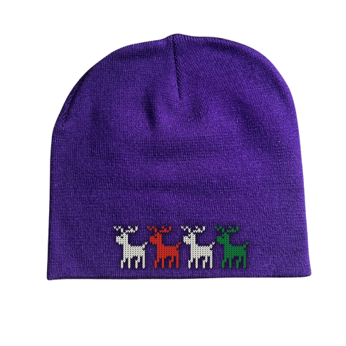 Stock Beanie with Embroidery 5K Stitches No Cuff (Purple)