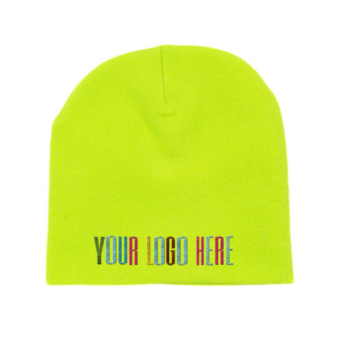 Stock Beanie with Embroidery 5K Stitches No Cuff (Safety Yellow)