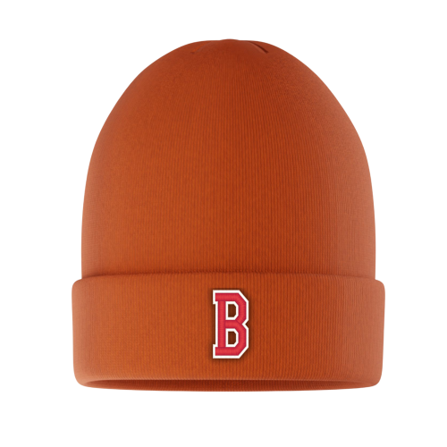 Stock Beanie with Embroidery 5K Stitches with Cuff (Deep Orange)