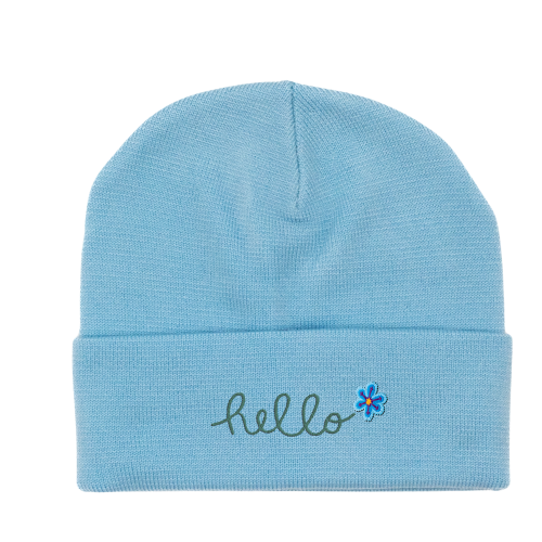 Stock Beanie with Embroidery 5K Stitches with Cuff (Light Sky Blue)