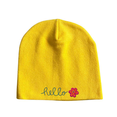 Stock Beanie with Embroidery 5K Stitches No Cuff (Artic Yellow)