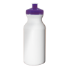 White 20 oz. HDPE Economy Bike Bottle with Trans Purple Push Pull Lid