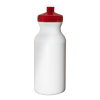 White 20 oz. HDPE Economy Bike Bottle with Trans Red Push Pull Lid