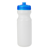 White 24 oz. HDPE Bike Style Sports Bottle with Trans Blue Push Pull Lid