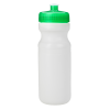 White 24 oz. HDPE Bike Style Sports Bottle with Trans Green Push Pull Lid