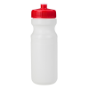 White 24 oz. HDPE Bike Style Sports Bottle with Trans Red Push Pull Lid