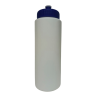 White HDPE 32 oz. Economy Sports Bottle with Blue Push Pull Lid