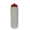 White HDPE 32 oz. Economy Sports Bottle with Red Push Pull Lid