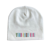 Stock Beanie with Embroidery 5K Stitches No Cuff (Bleach White)