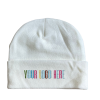 Stock Beanie with Embroidery 5K Stitches with Cuff (Bleach White)