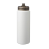 White HDPE 32 oz. Economy Sports Bottle with Trans Smoke Push Pull Lid