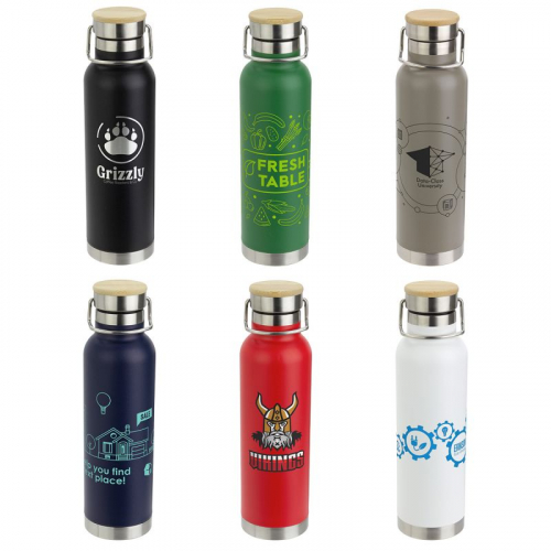 Cusano 22 oz Vacuum Insulated Stainless Steel Bottle with Bamboo Cap