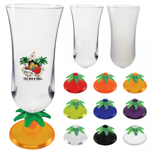 15 Oz. Palm Tree Stem Hurricane Glass