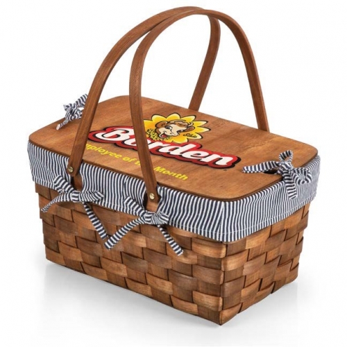 Kansas Handwoven Wood Picnic Basket