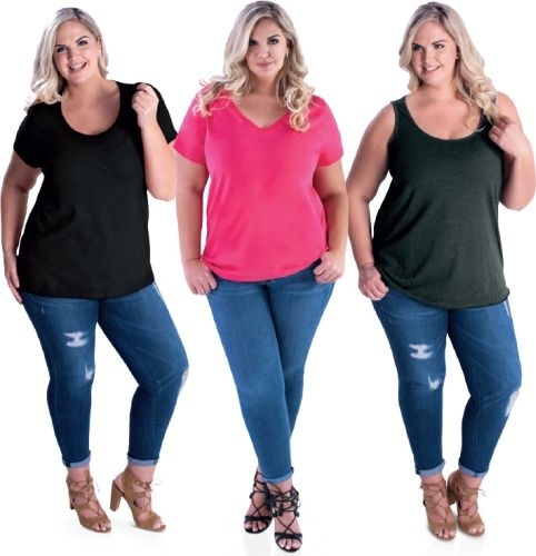 Curvy Collection Women's Premium Jersey V-Neck Tee