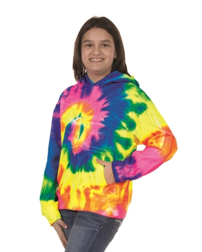 Youth Multi-Color Swirl Hooded Tie-Dyed Sweatshirt