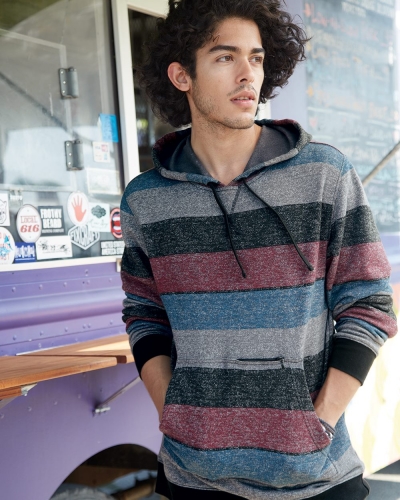 Printed Stripes Fleece Sweatshirt - 8603