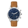 WC3075 34MM STEEL SILVER CASE, CHRONOGRAPH MVMT, BLUE DIAL, DTE DISPLAY, LEATHER STRAP, FLAT MINERAL CRYSTA