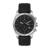 WC6506 42MM STEEL MATTE SILVER CASE, CHRONOGRAPH MVMT, BLACK DIAL, DTE DISPLAY, LEATHER STRAP, FLAT MINERAL