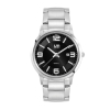 Ladies Black Case Watch Ladies Silver Stainless Steel Case, Black Sunray Dial, And Silver Stainless Steel Bracelet