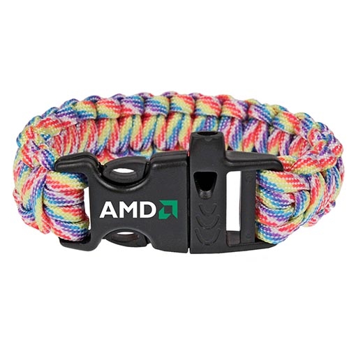 Rainbow Paracord Bracelet with Whistle