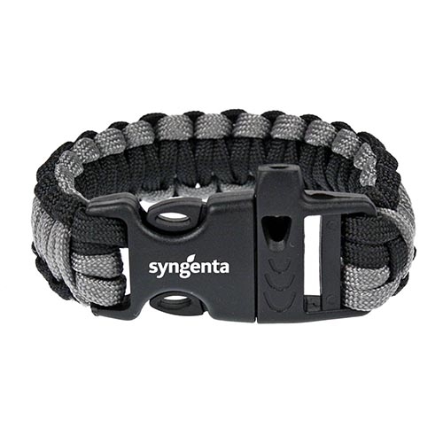 Grey & Black Paracord Bracelet with Whistle