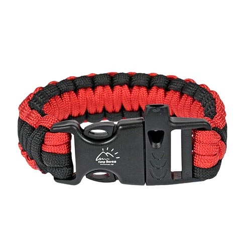 Red & Black Paracord Bracelet with Whistle