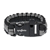 Grey & Black Paracord Bracelet with Whistle