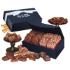 Navy Magnetic Closure Box w/English Butter Toffee & Pecan Turtles