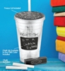 16 Oz. Plastic Back To School Tumbler w/Chalkboard Ink & Chalk