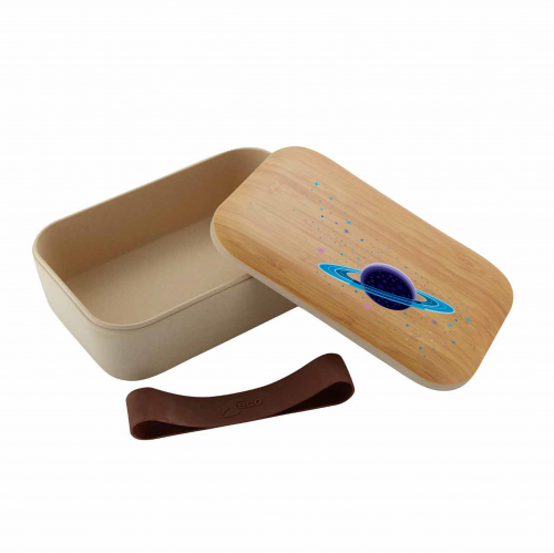 Bamboo Lunch Box w/Silicone Strap