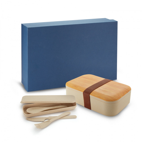 Organic Bento Lunch Set w/Eco Cutlery and Straw